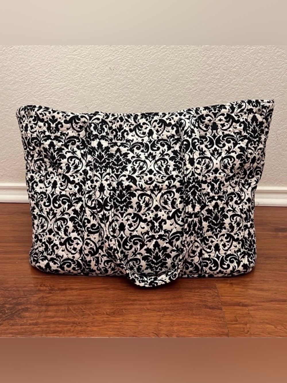 Hobby Lobby Knitting and Crochet Tote Bag in Black and White Damask Pattern New